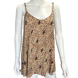 Torrid Super Soft Knits Leopard Print Tank Top w/ Lightning Bolt Pattern Size 1